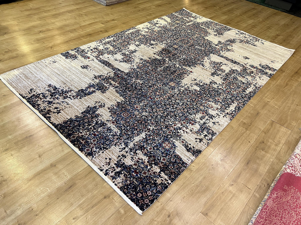 Distressed Modern Silk Rug 7x10 ft, Turkish Rug, Home Decor