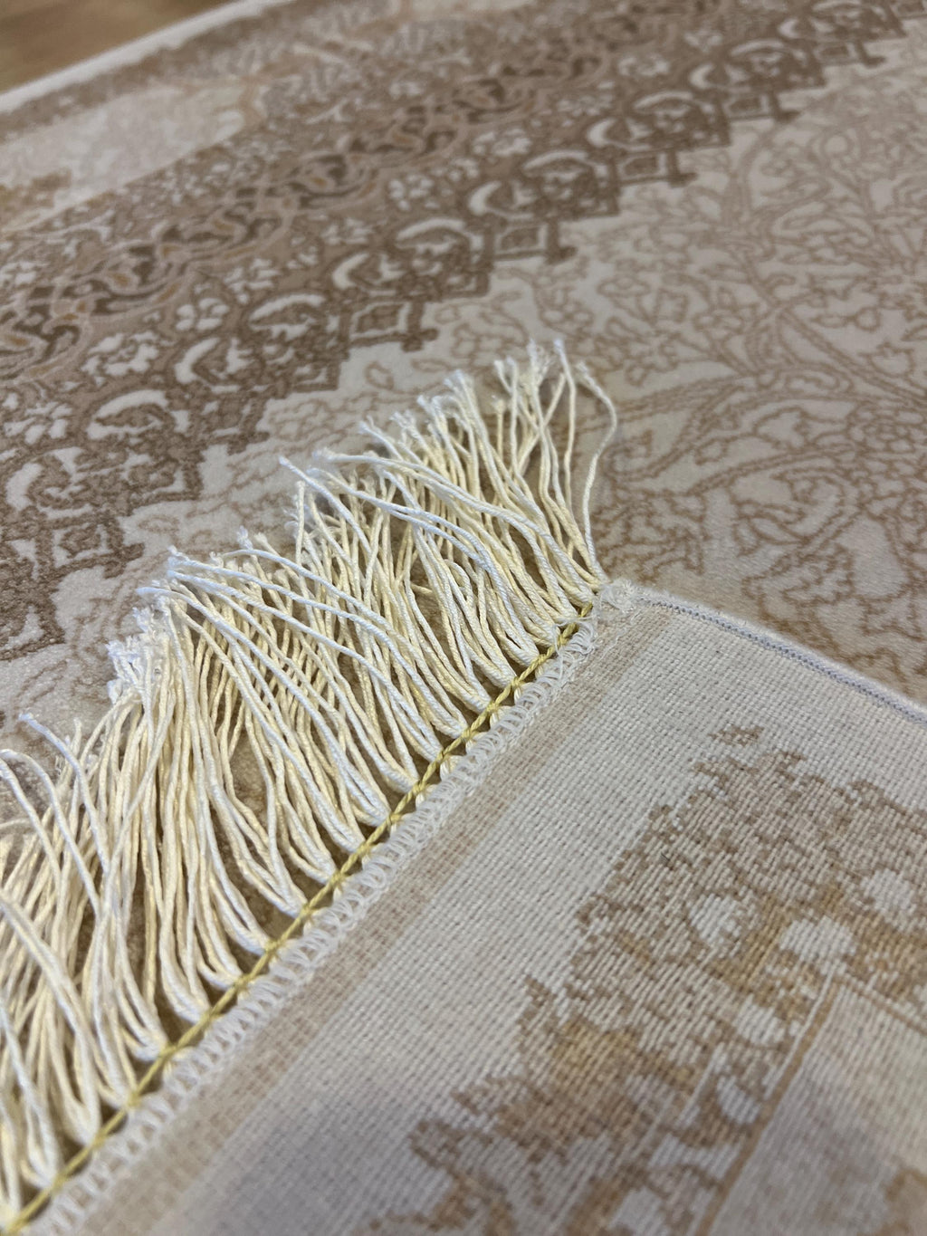 Cream Gold Medallion Silk Runner Rug, 3x10 ft, Classic Luxury Hallway Rug