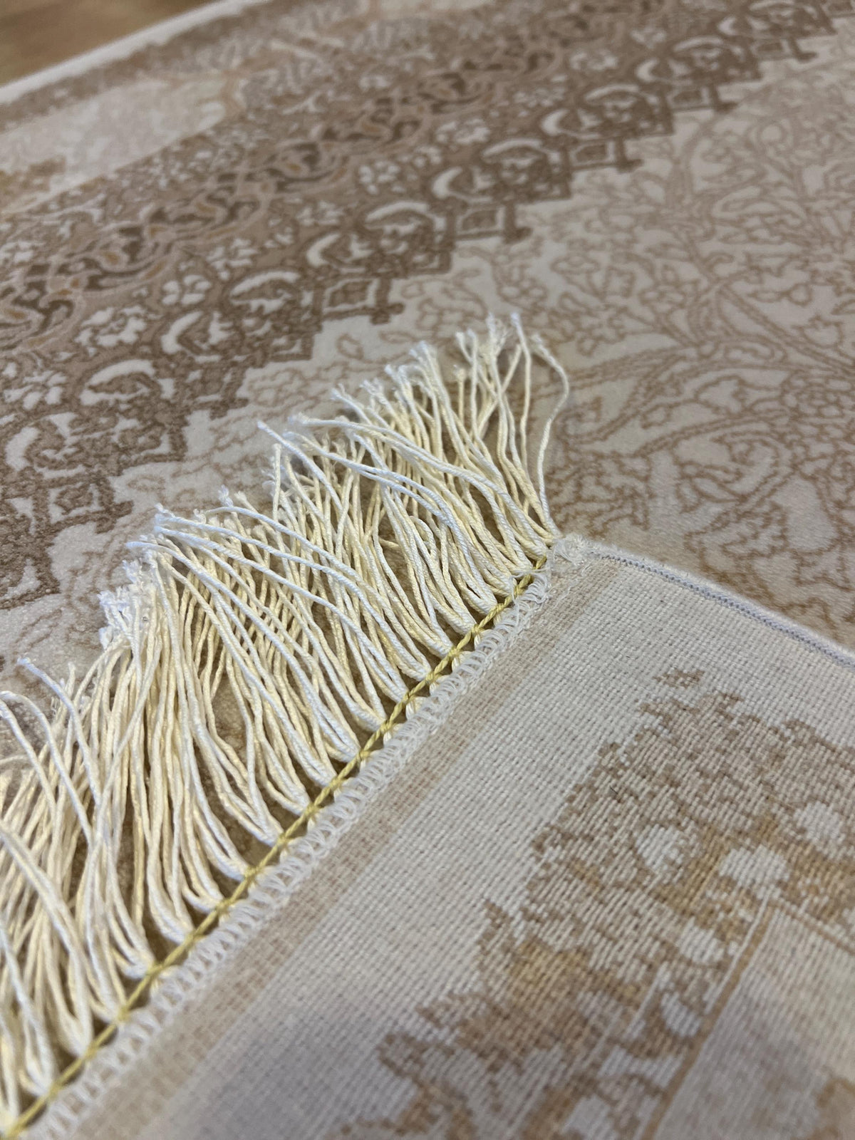 Cream Gold Medallion Silk Runner Rug, 3x10 ft, Classic Luxury Hallway Rug