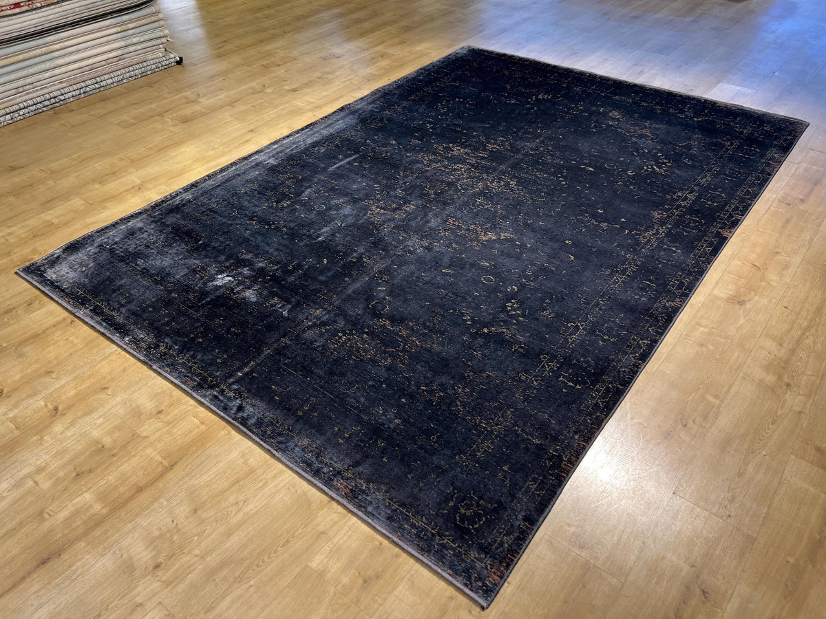 7x10 ft Gold Gray and Smoky Colors Bamboo Modern Carpet, Antique Distressing Pattern
