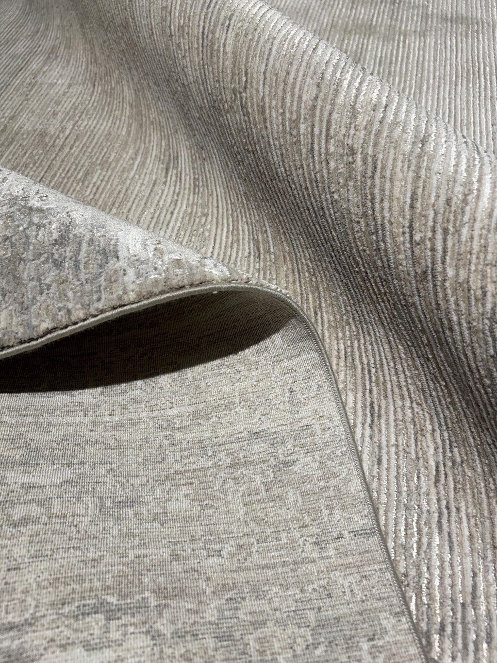 Beige Gray Bamboo Rug with Bordered Modern Patterns
