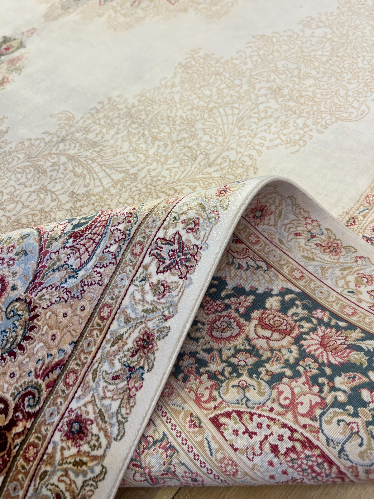 5x8 ft Blue Cream Luxury Silk Rug, Classic Turkish Style Carpet