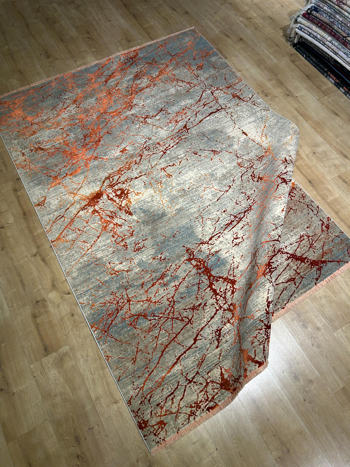 5x8 ft Gray Terracotta Color Bamboo Rug, Contemporary Abstract Home Decor