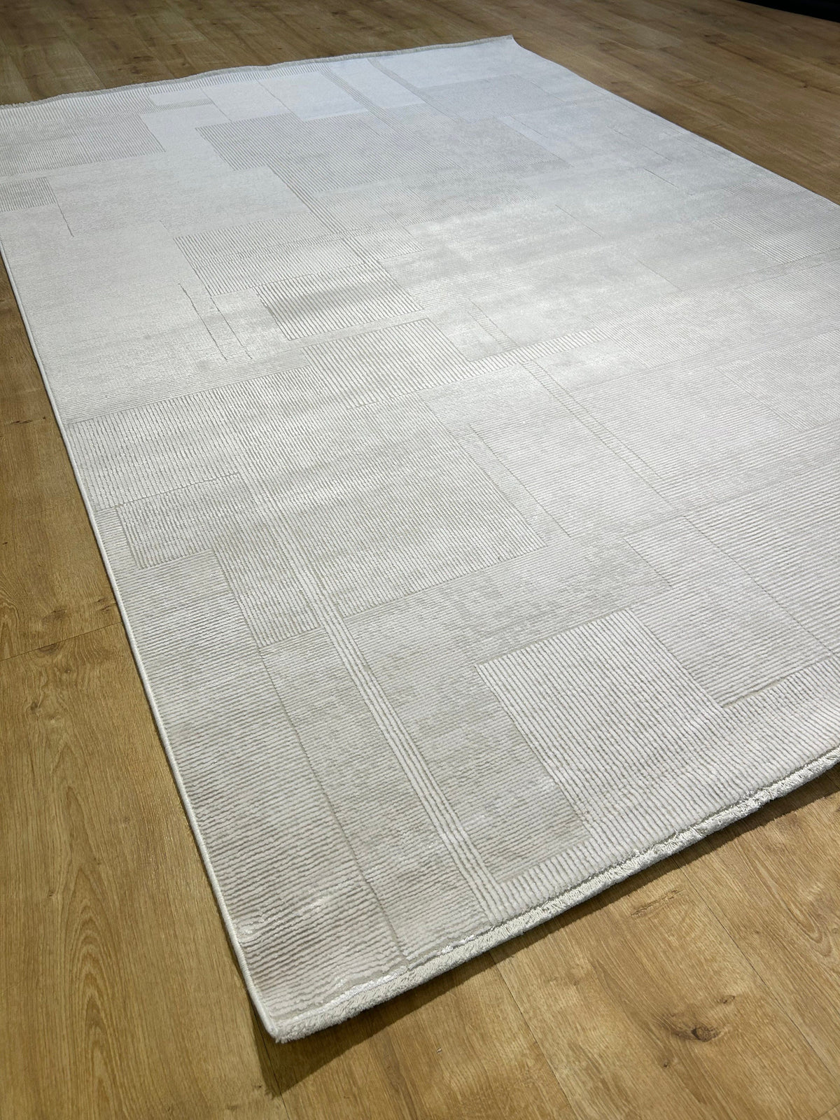 Ivory Bamboo Rug, Modern Striped Pattern Rug
