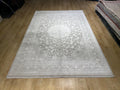 7x10 ft Ivory Bamboo Medallion Design Rug, Classic Turkish Rug