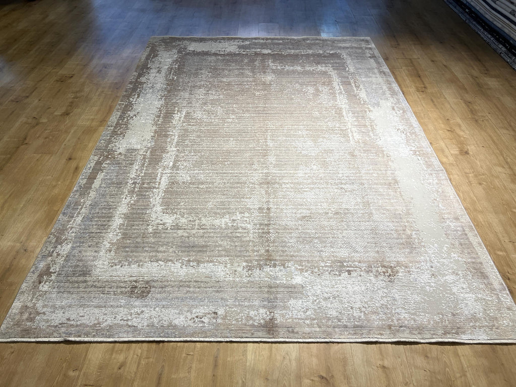 7x10 ft Brown Gray Abstract Bamboo Area Rug, Luxury Home Decor