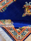 Blue Luxury Silk Prayer Rug, Gift Mat, Janamaz Mat