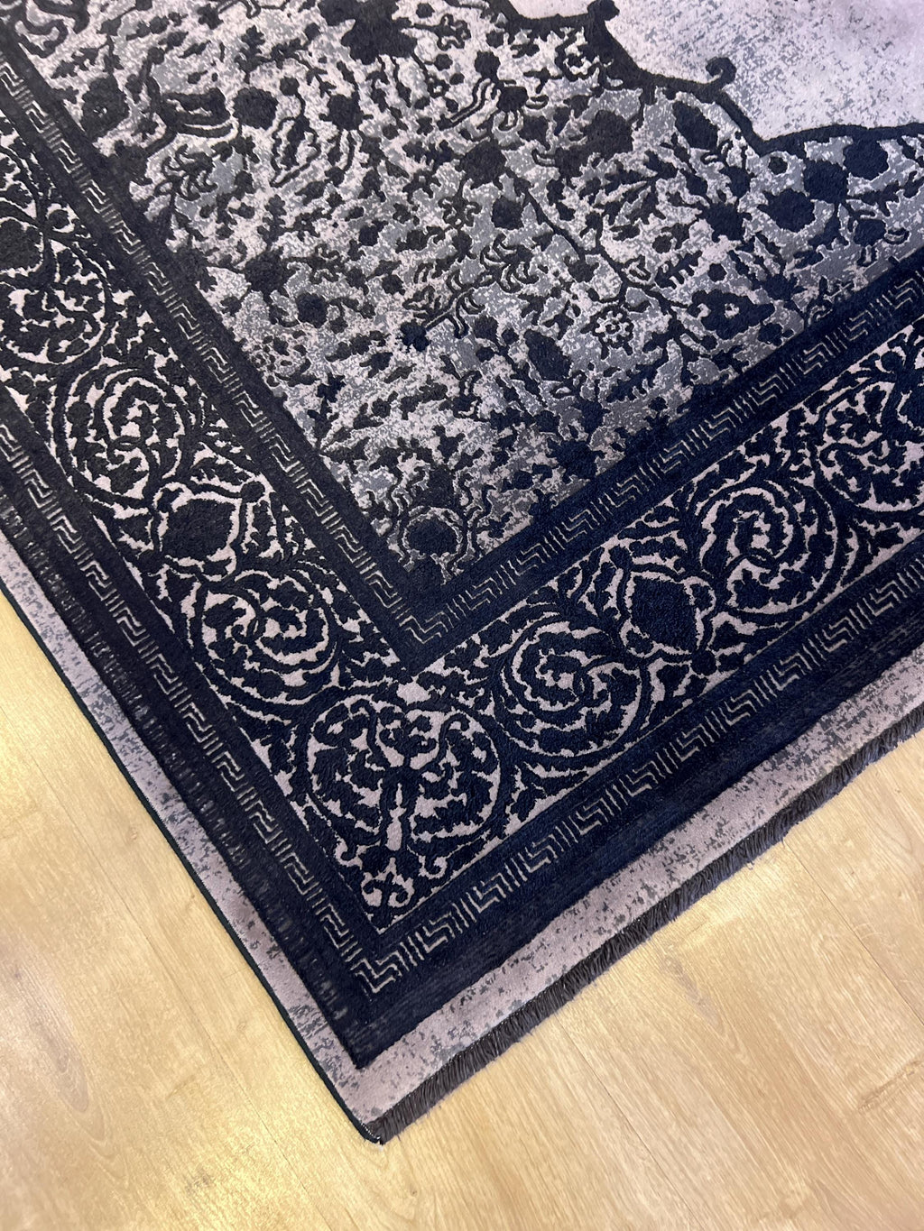 Black Bamboo Area Rug, Turkish Carpet, 5x8 ft