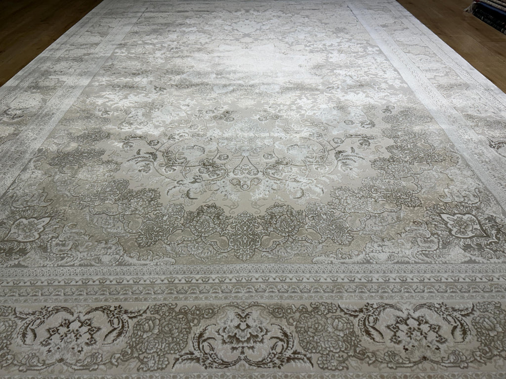 Cream Beige Brown Bamboo Rug, Classic Medallion Bamboo Carpet, Turkish Style Home Decor