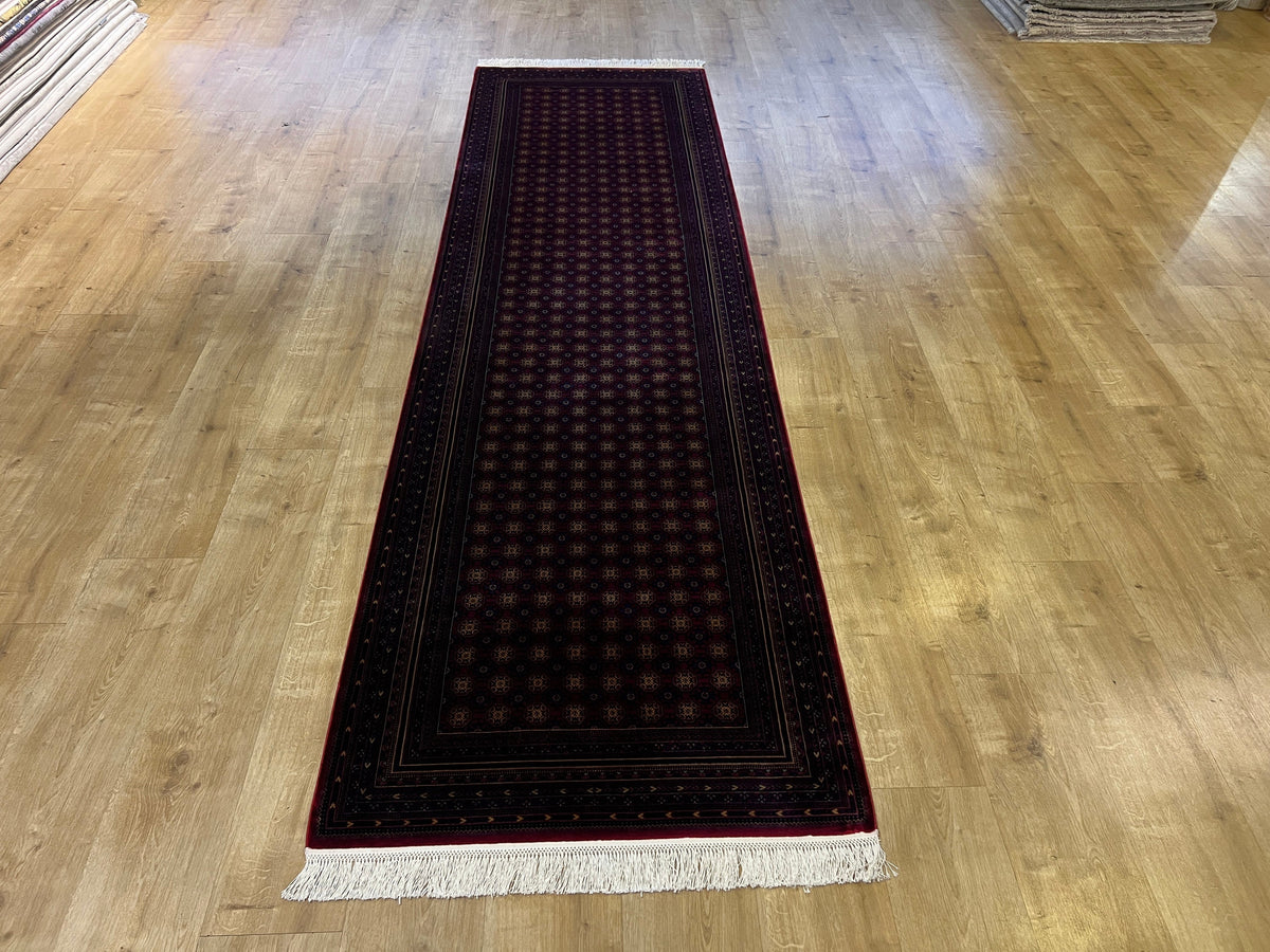 Red Silk Runner Rug, 3x10 ft, Traditional Turkish Style Luxury Rug