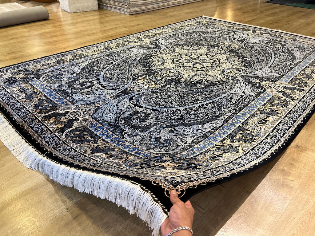 7x10 Modal Silk Rug, Ornate Medallion Pattern, Luxury Turkish Large Carpet