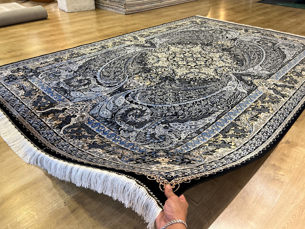 7x10 Modal Silk Rug, Ornate Medallion Pattern, Luxury Turkish Large Carpet