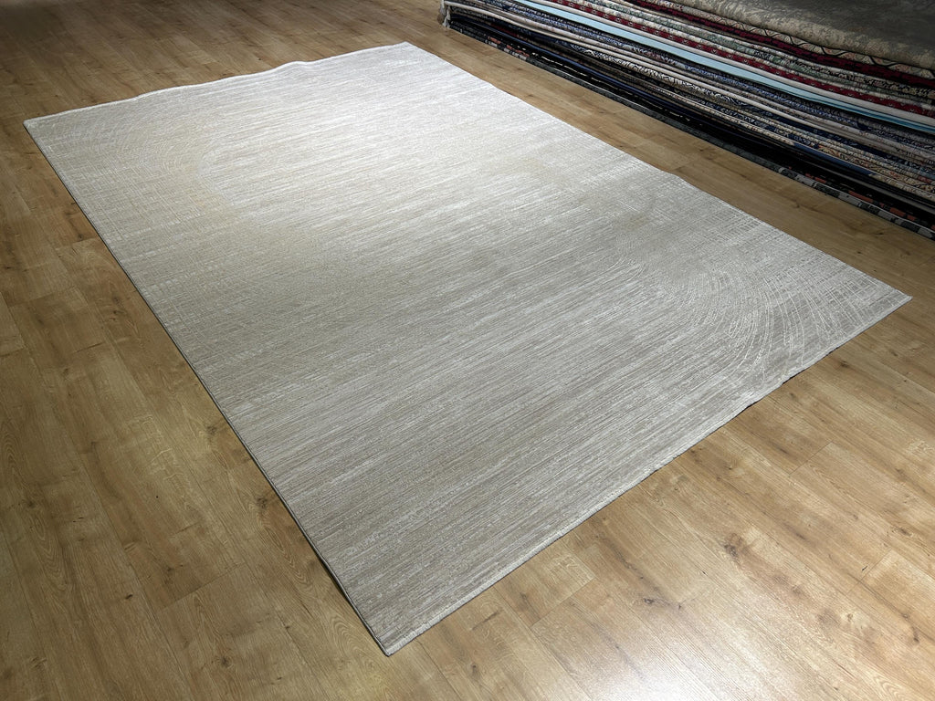 Beige Bamboo Rug with Abstract Striped Modern Patterns