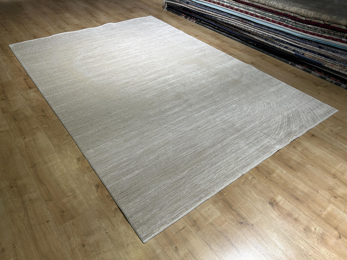 Beige Bamboo Rug with Abstract Striped Modern Patterns