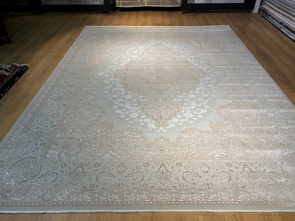 10x13 ft Gold Beige Medallion Bamboo Classic Area Rug