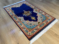 Blue Luxury Silk Prayer Rug, Gift Mat, Janamaz Mat