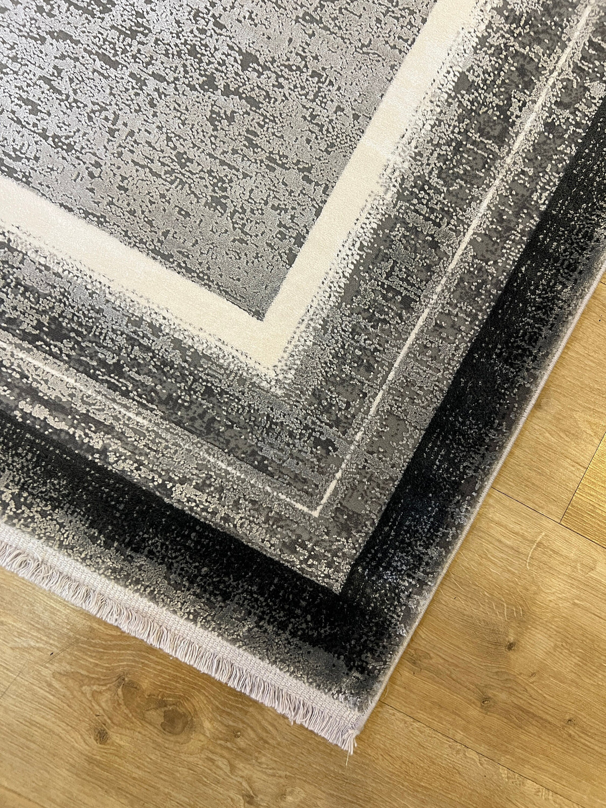 Gray Bamboo Rug, Bordered Modern Bamboo Carpet