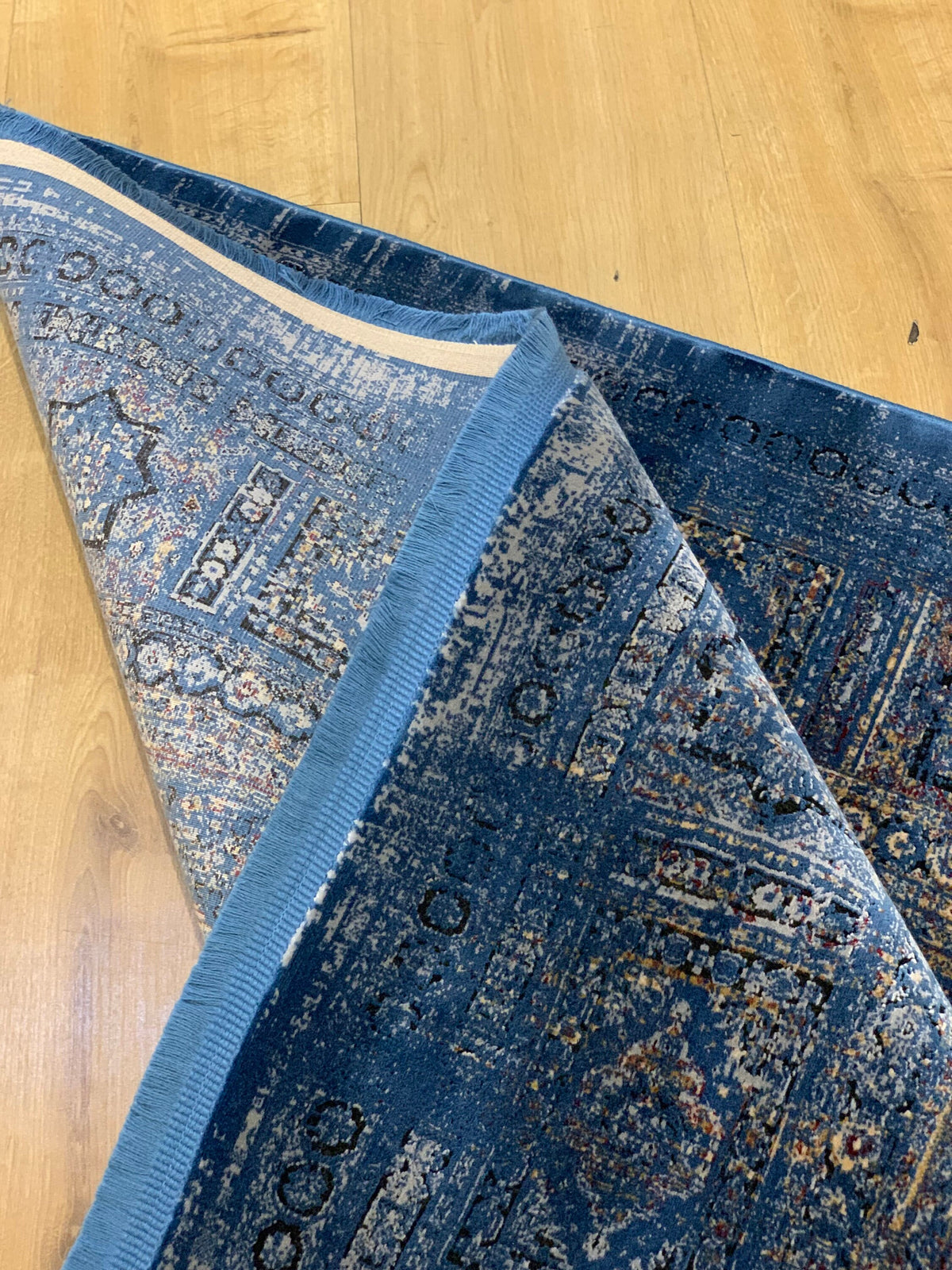 Blue Bamboo Rug, Ethnic Style, 5x8 ft Soft Touch