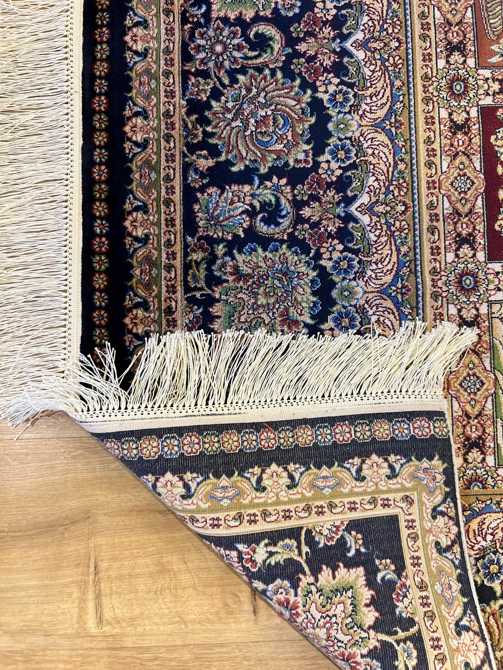 Dark Blue Silk Rug 7x10 ft, Traditional Oushak Style