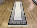 Black and Cream Silk Runner Rug, 3x10 ft, Classic Luxury Hallway Rug