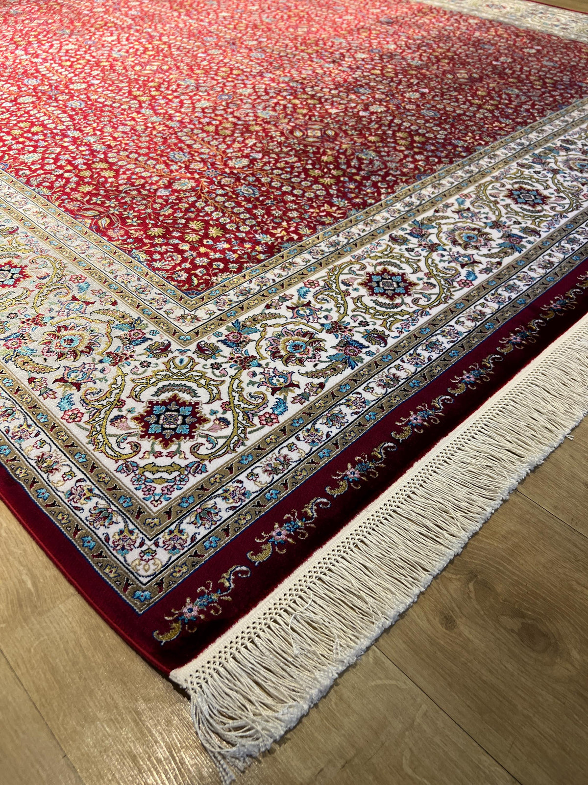 7x10 Red Floral Modal Silk Rug, Turkish Carpet