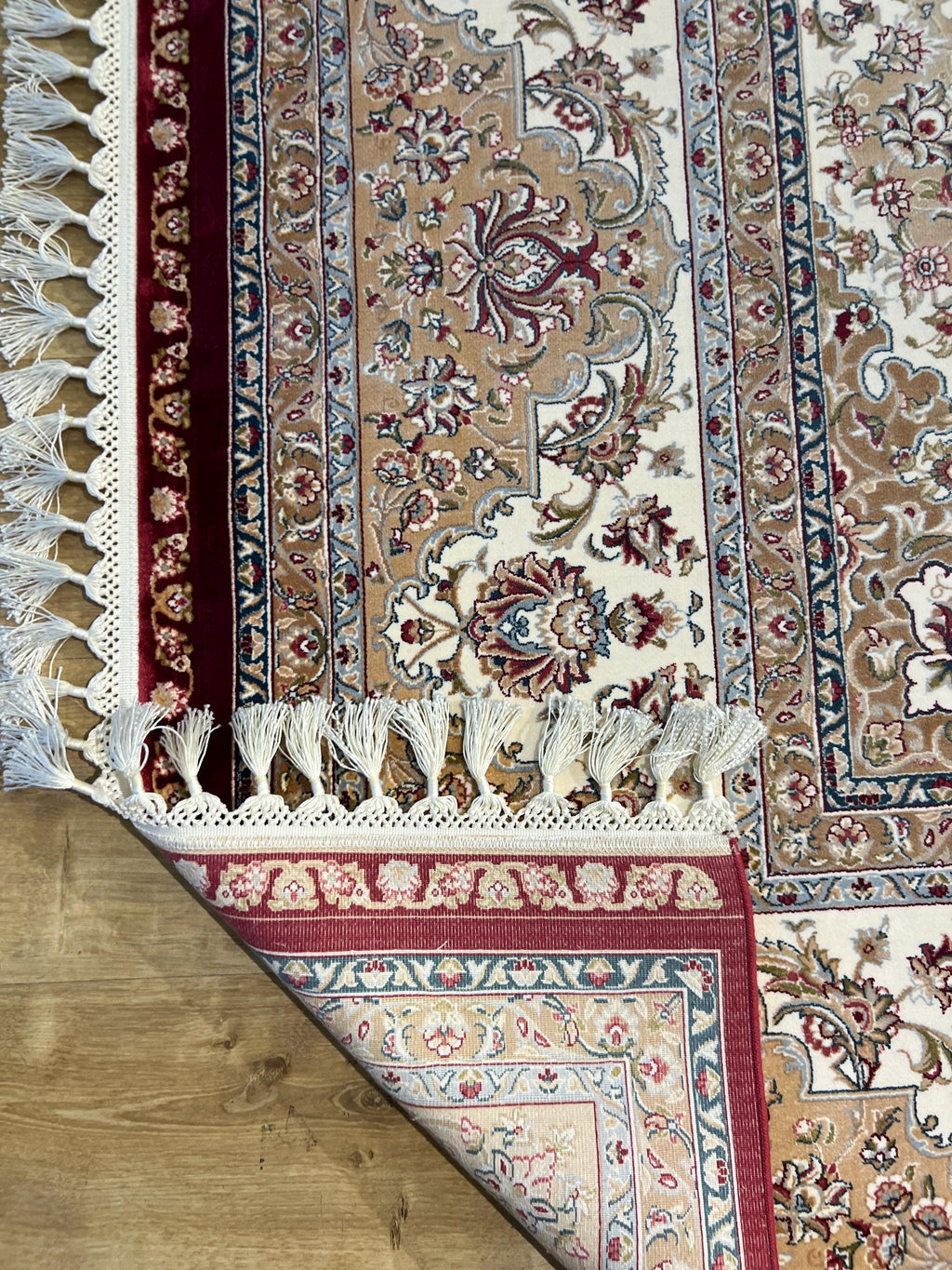 8x11 ft Classic Silk Carpet, Red Base Gold Medallion, Turkish Style Oversize Rug