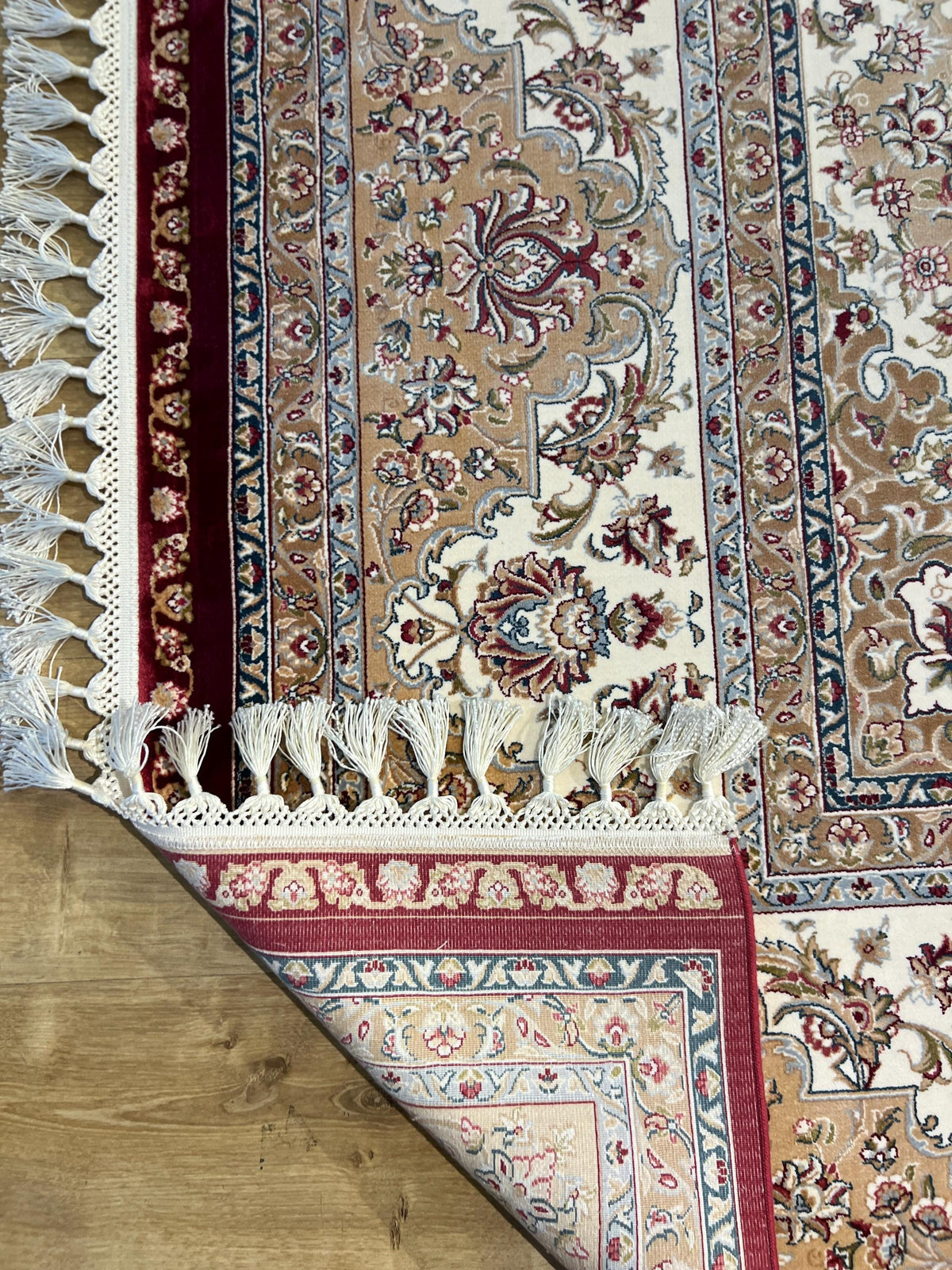 8x11 ft Classic Silk Carpet, Red Base Gold Medallion, Turkish Style Oversize Rug
