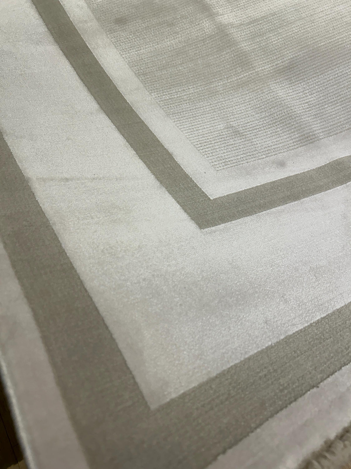 Ivory Beige Bamboo Rug, Minimalist Modern Area Rug