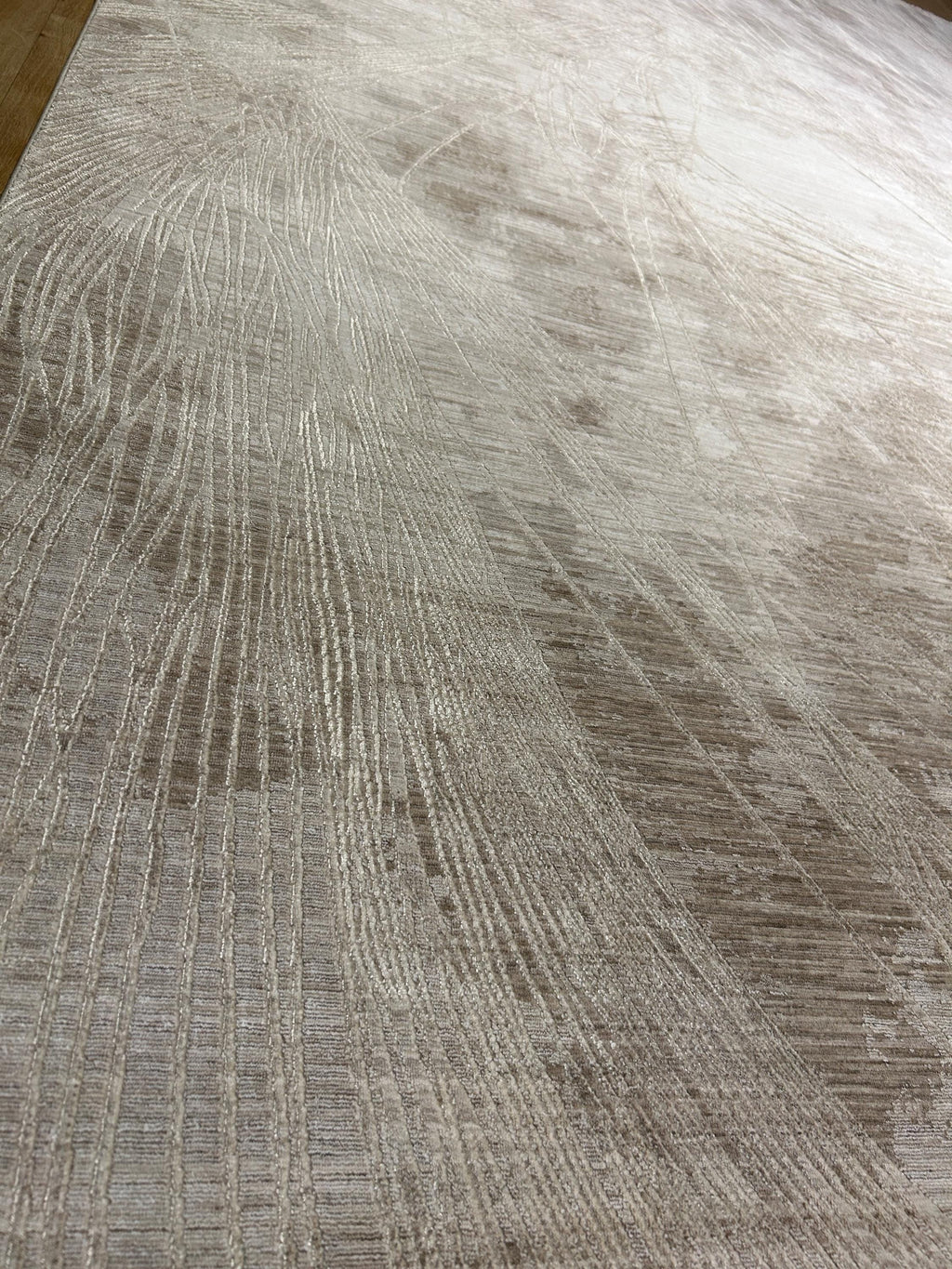 Beige Modern Bamboo Rug with Abstract Striped Patterns Rug