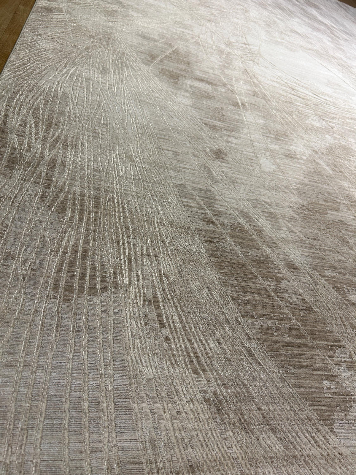 Beige Modern Bamboo Rug with Abstract Striped Patterns Rug