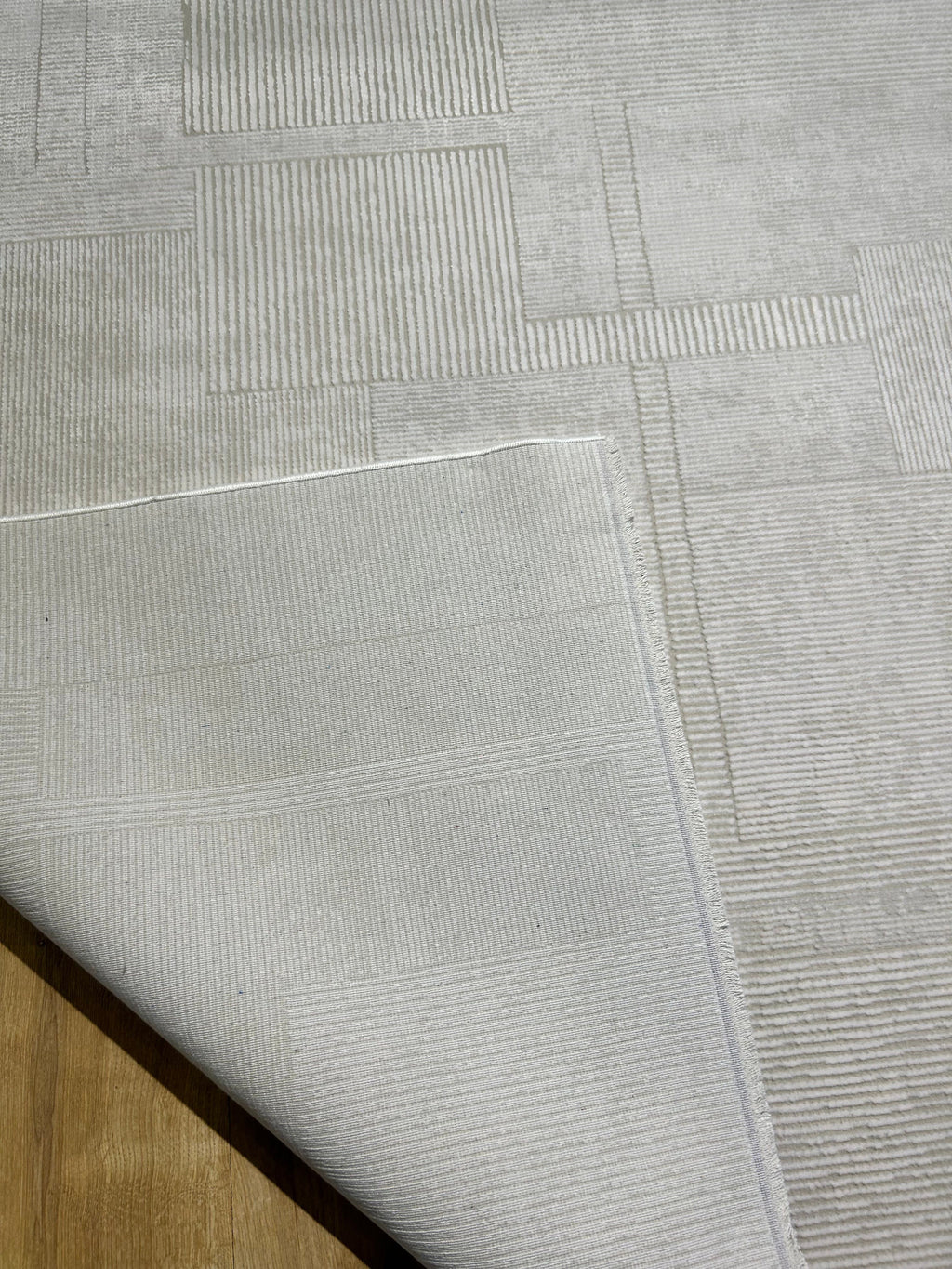 Ivory Bamboo Rug, Modern Striped Pattern Rug