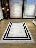 5x8 ft Gray and Black Bamboo Area Rug, Modern Turkish Carpet