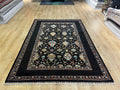 Wool Rug, 6x8 ft, Black Traditional Carpet