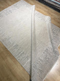 Beige Gray Bamboo Rug with Bordered Modern Patterns