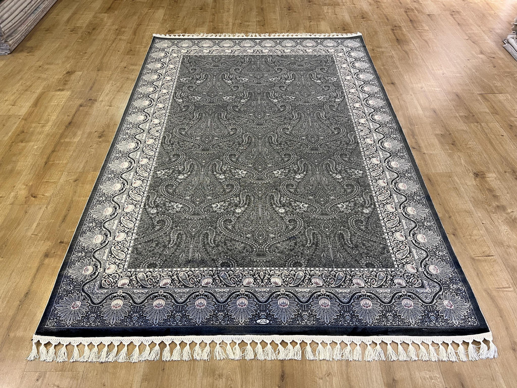 Gray & Silver Silk Rug 5x8 ft, Turkish Carpet, Luxury Home Decor