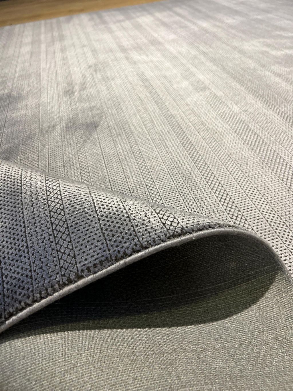 7x10 ft Gray Modern Bamboo Rug with Minimalist Design