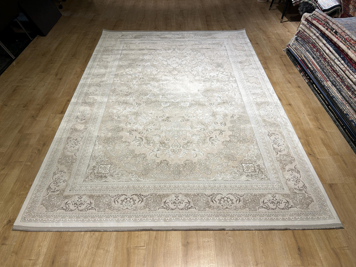 Cream Beige Brown Bamboo Rug, Classic Medallion Bamboo Carpet, Turkish Style Home Decor