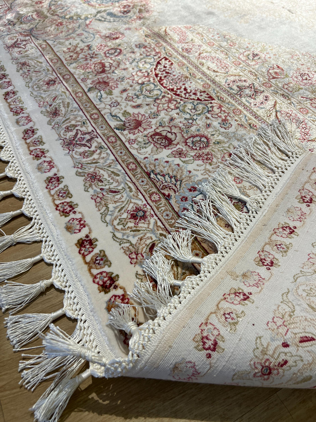 Cream Medallion Silk Rug, Turkish Style Home DEcor, 8x11 ft