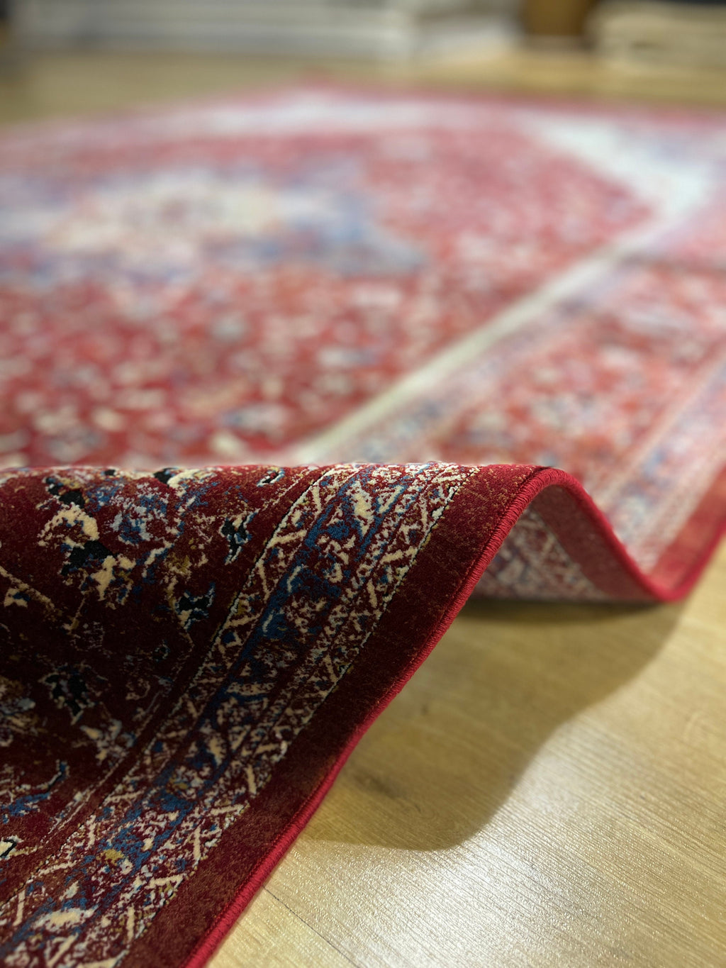 5x8 ft Red Bamboo Silk Rug, Turkish Traditional Carpet for Living Room
