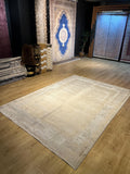 7x10 ft Brown Gray Abstract Bamboo Area Rug, Luxury Home Decor