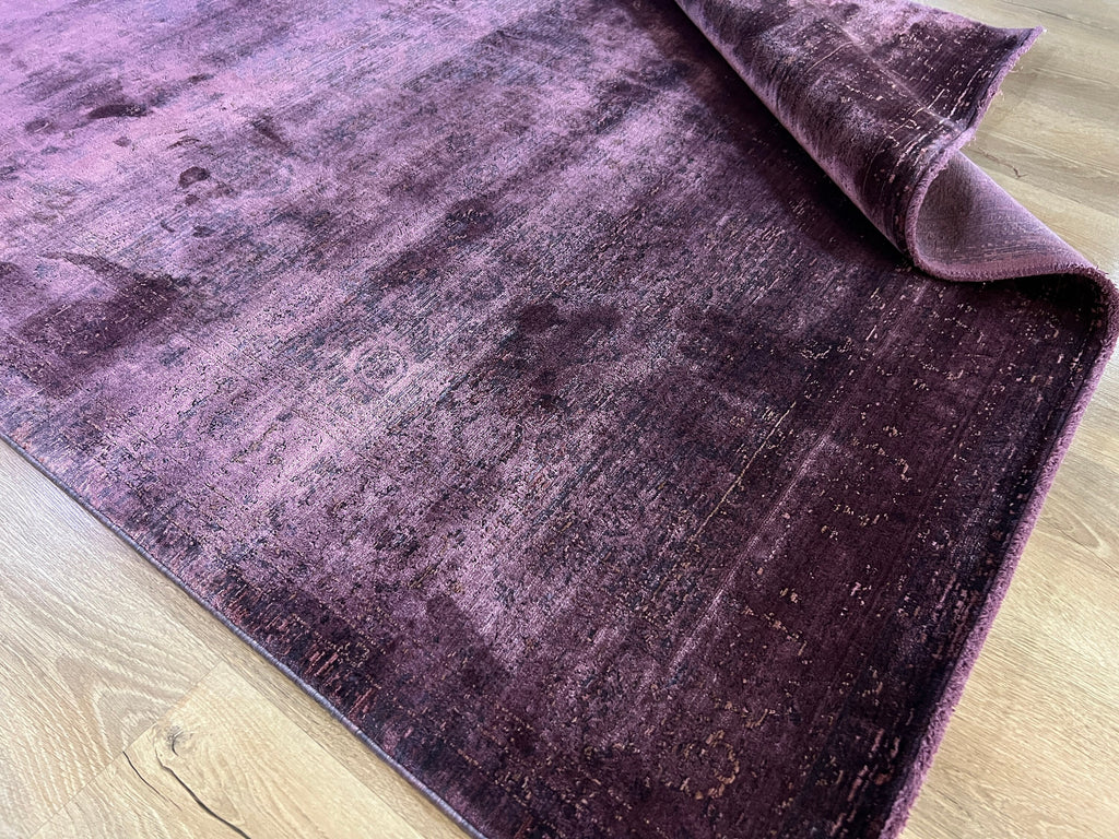 5x8 ft Plum Colour Bamboo Rug, Turkish Home Decor