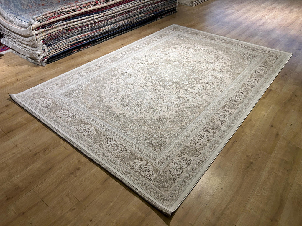 Cream Beige Brown Bamboo Rug, Classic Medallion Bamboo Carpet, Turkish Style Home Decor