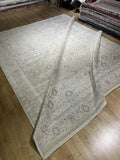 10x13 ft Gray Beige Floral Bamboo Rug with Ethnic Modern Patterns, Big Size Rug