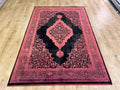 5x8 ft Black Bamboo Rug with Red Medallion and Border