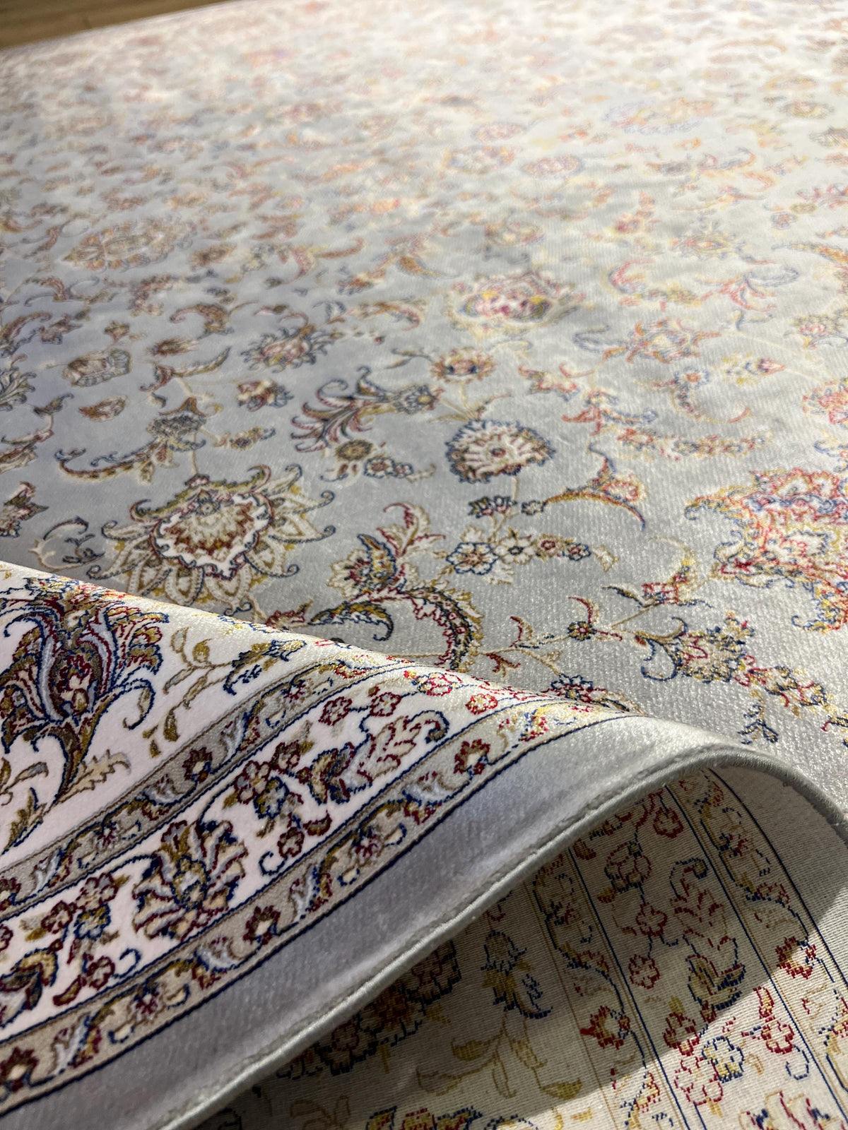 7x10 ft Gray Floral Silk Rug, Classic Turkish Silk Carpet, Luxury Home Decor