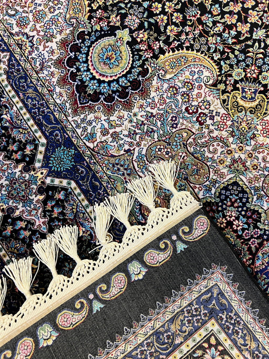 Black Turkish Style Rug, Oriental Medallion Carpet, Luxury Area Rug