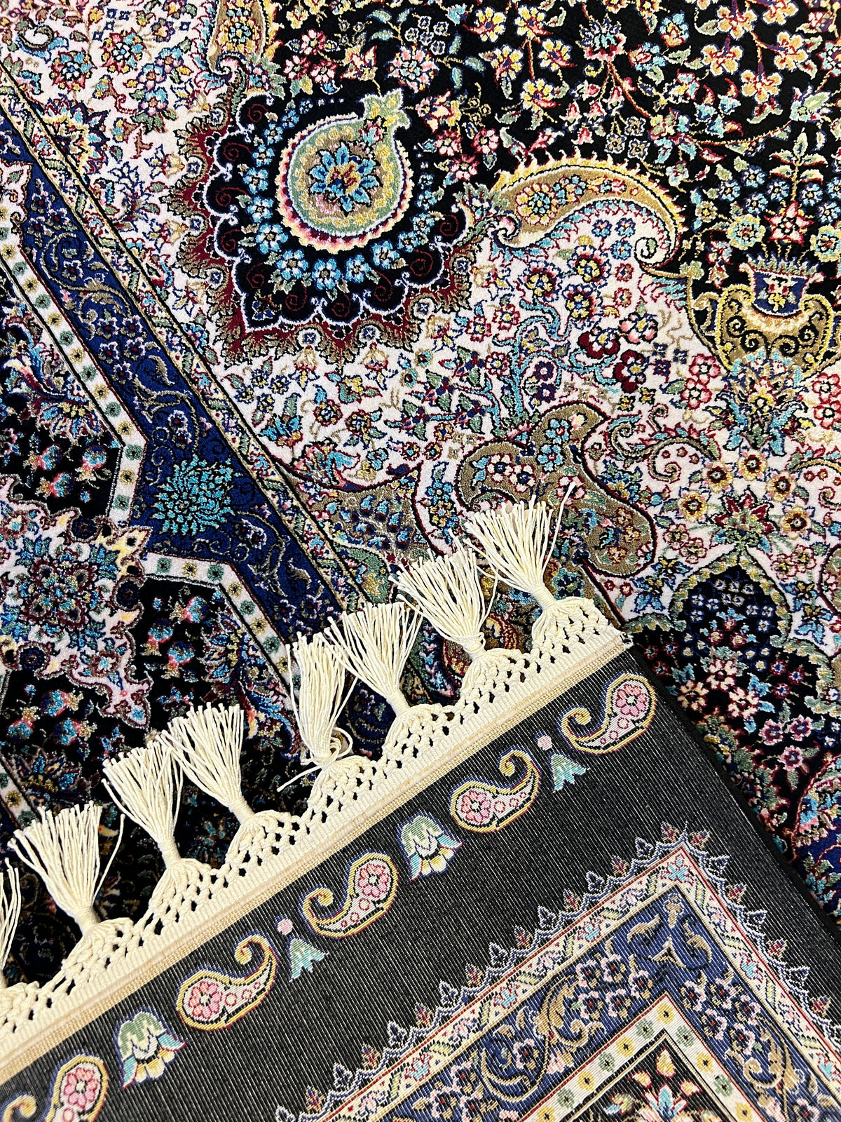 Black Turkish Style Rug, Oriental Medallion Carpet, Luxury Area Rug