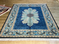Blue Medallion Classic Silk Rug, Luxury Home Decor