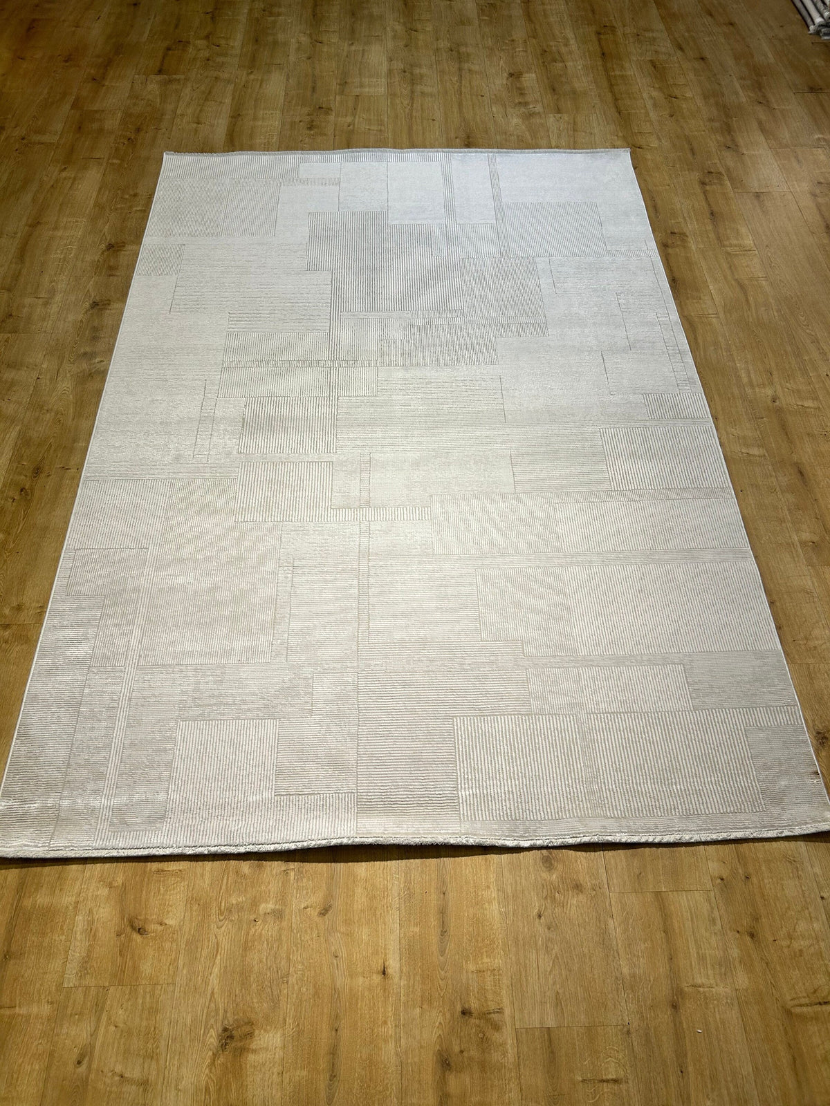 Ivory Bamboo Rug, Modern Striped Pattern Rug