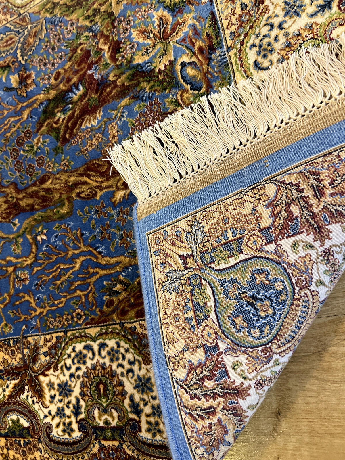 Blue Tree of Life Silk Table Rug, Luxury Gift Mat, Tapestry
